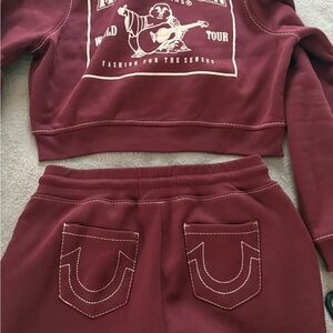 True religion burgundy two piece set